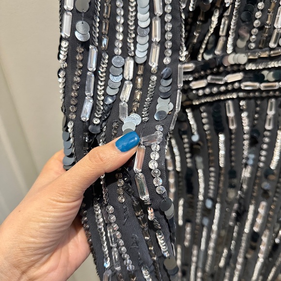 MAC DUGGAL Dress Size 4 Evening Gown Sequin Beaded Midi Gray NEW Flaw - Picture 8 of 13